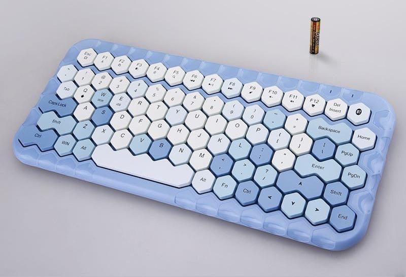 Mofii honey BT Wireless BT Keyboard Mixed Color 83 Key Mini Portable Keyboard for Phone/Tablet/Laptop Blue