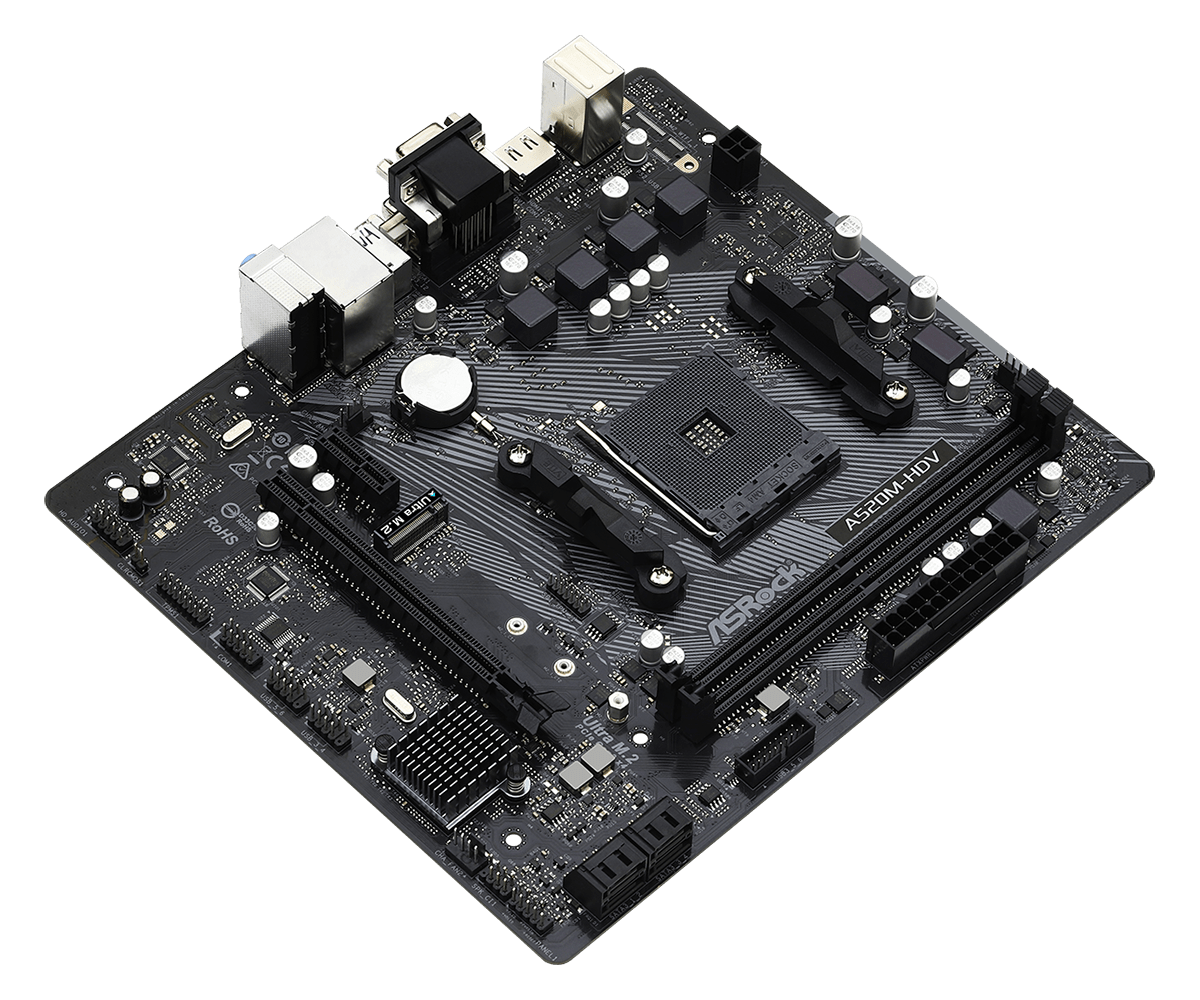 ASRock A520M-HDV AM4 AMD A520 SATA 6Gb/s Micro ATX AMD Motherboard-GC