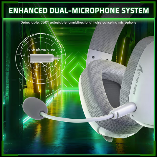 ATTACK SHARK L80 PRO Wireless Gaming Headset, 20ms Ultra-Low Latency, 203g Featherweight Design, Dual Mics, & Tri-Mode Connectivity, White Games Corner