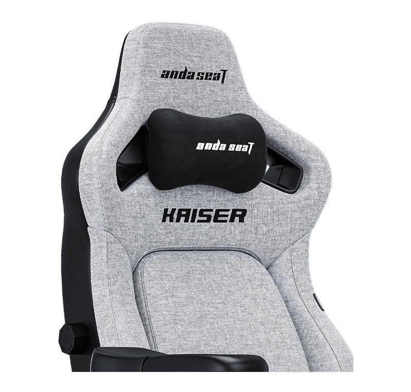 AndaSeat Kaiser 4 Series Premium Gaming Chair, 5° Sloping Seat Base, Pop-out Lumbar, 5D Armrests, Up to 180kg Max Weight, Linen Fabric, XL, Ash Gray | AD12YDDC-XLL-20-G-CF