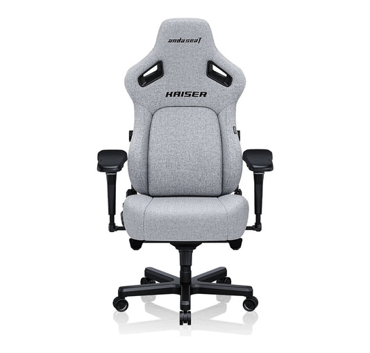 AndaSeat Kaiser 4 Series Premium Gaming Chair, 5° Sloping Seat Base, Pop-out Lumbar, 5D Armrests, Up to 180kg Max Weight, Linen Fabric, XL, Ash Gray | AD12YDDC-XLL-20-G-CF