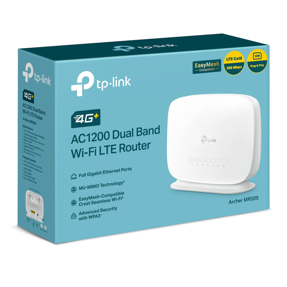 Tp-Link Archer Mr505 4G+ Cat6 AC1200 Wireless Dual Band Gigabit Router