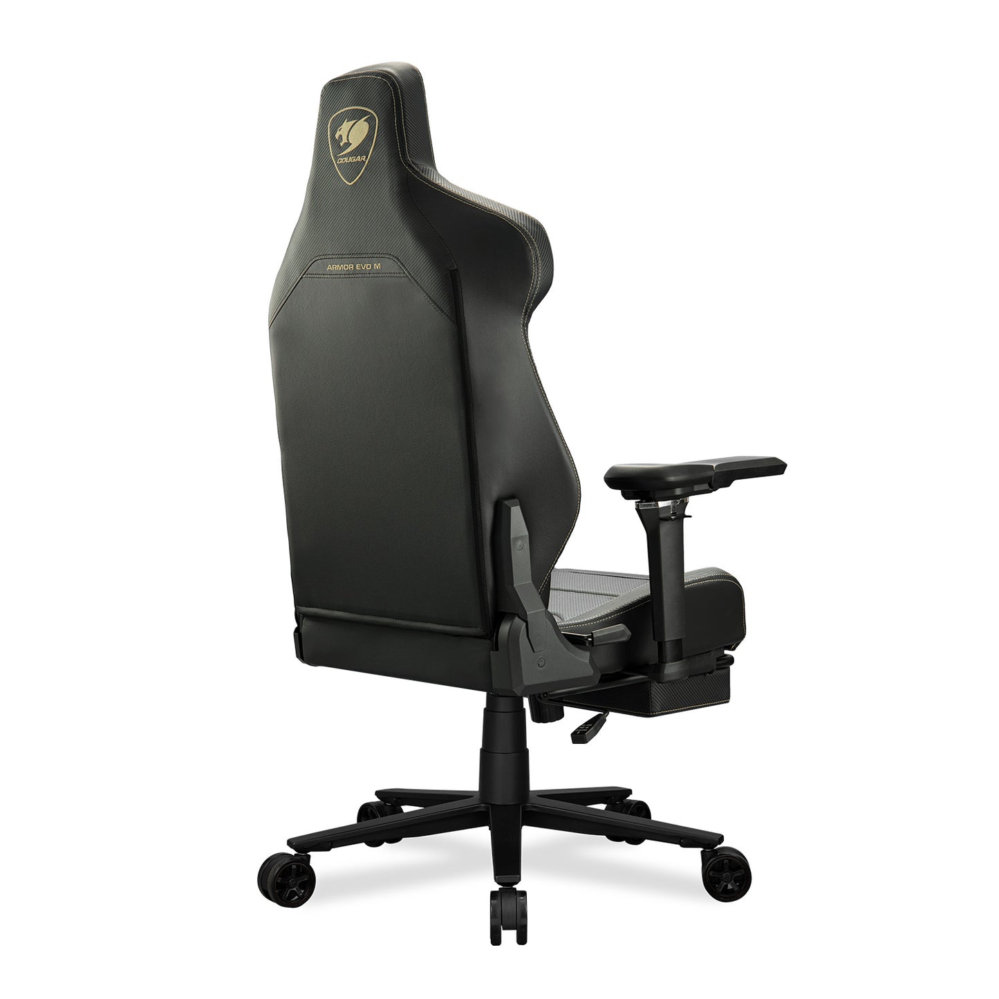 COUGAR Armor EVO M Gaming Chair with Breathable Premium PVC Leather, 5D Adjustable Armrests, Retractable Footrest, Lumbar Cushion, Magnetic Neck Pillow Foam,Gold