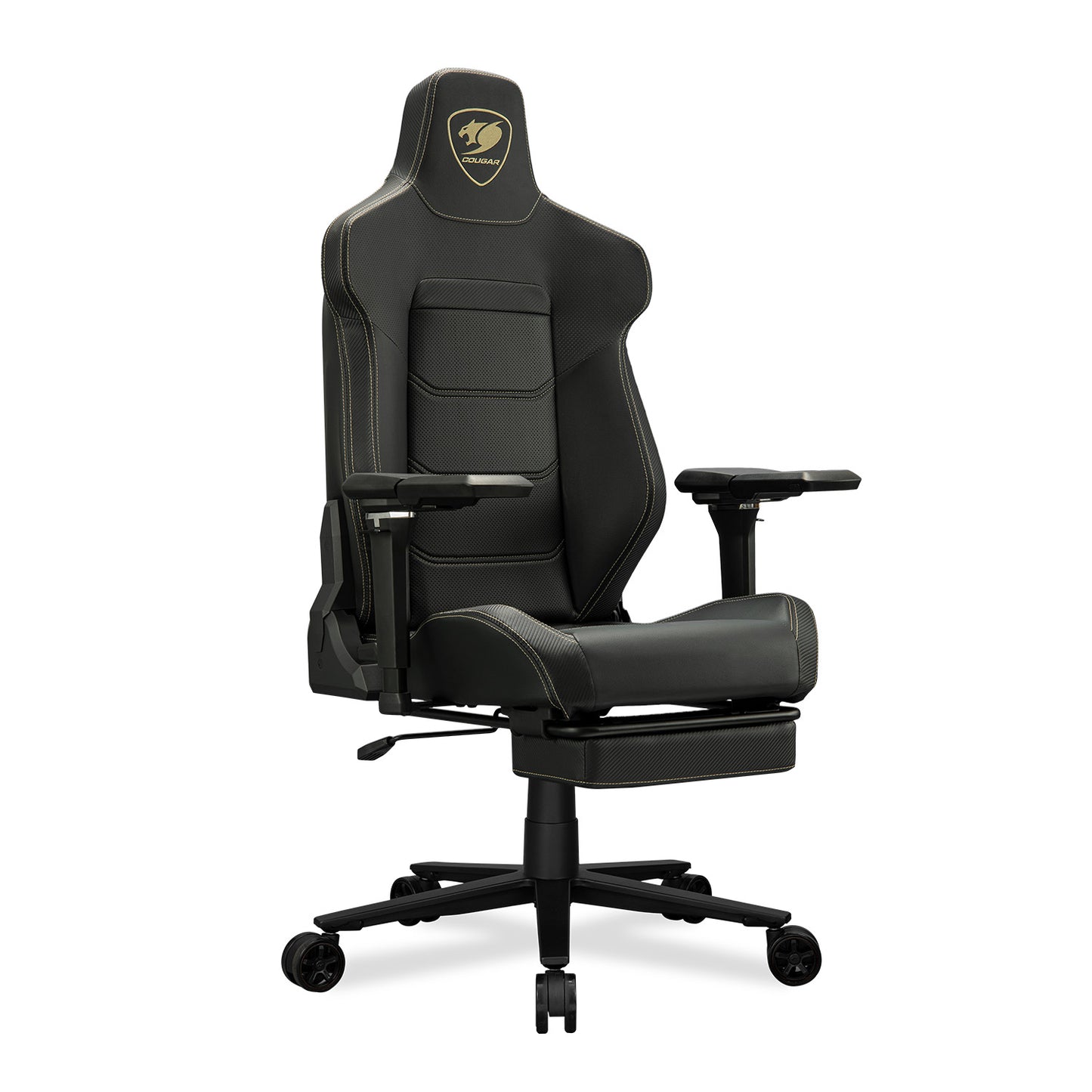 COUGAR Armor EVO M Gaming Chair with Breathable Premium PVC Leather, 5D Adjustable Armrests, Retractable Footrest, Lumbar Cushion, Magnetic Neck Pillow Foam,Gold