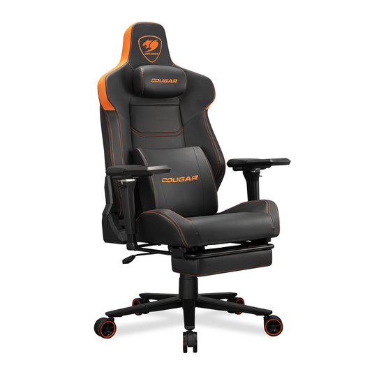 COUGAR Armor EVO M Gaming Chair with Breathable Premium PVC Leather, 5D Adjustable Armrests, Retractable Footrest, Lumbar Cushion, Magnetic Neck Pillow Foam,Orange
