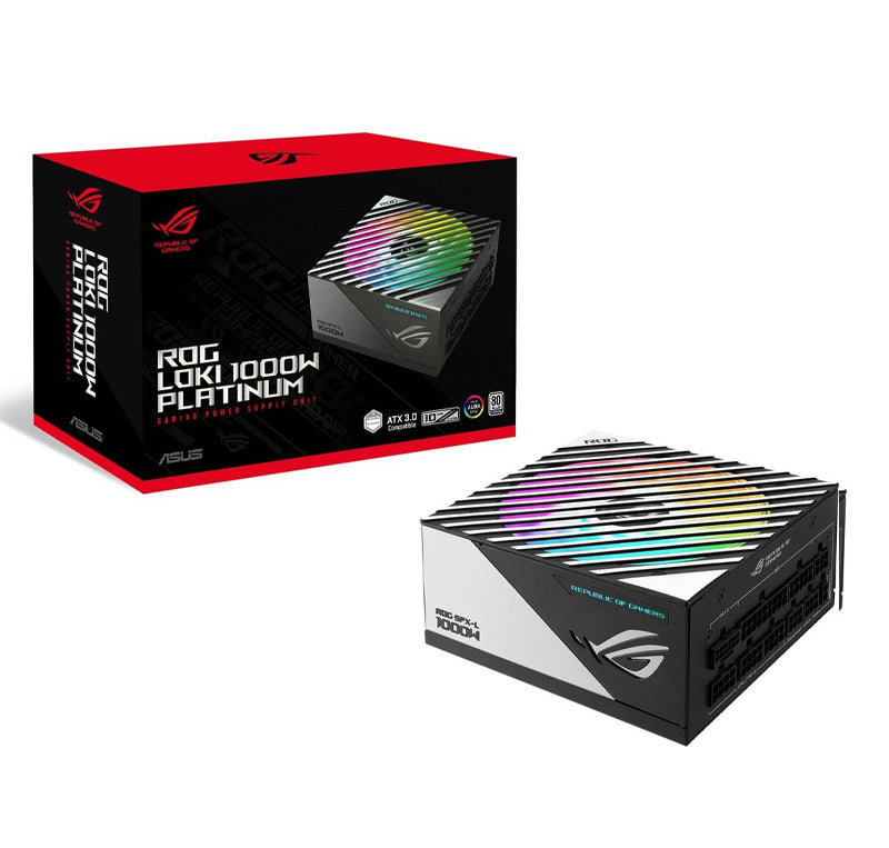 ASUS ROG LOKI SFX-L 1000W POWER SUPPLY UNIT, 80 PLUS PLATINUM, FULLY MODULAR, PCIE GEN 5.0, 120MM ARGB-ILLUMINATED FAN & AURA SYNC, ROG HEATSINKS, 0DB FAN BUTTON, BLACK | 90YE00N1-B0NA00