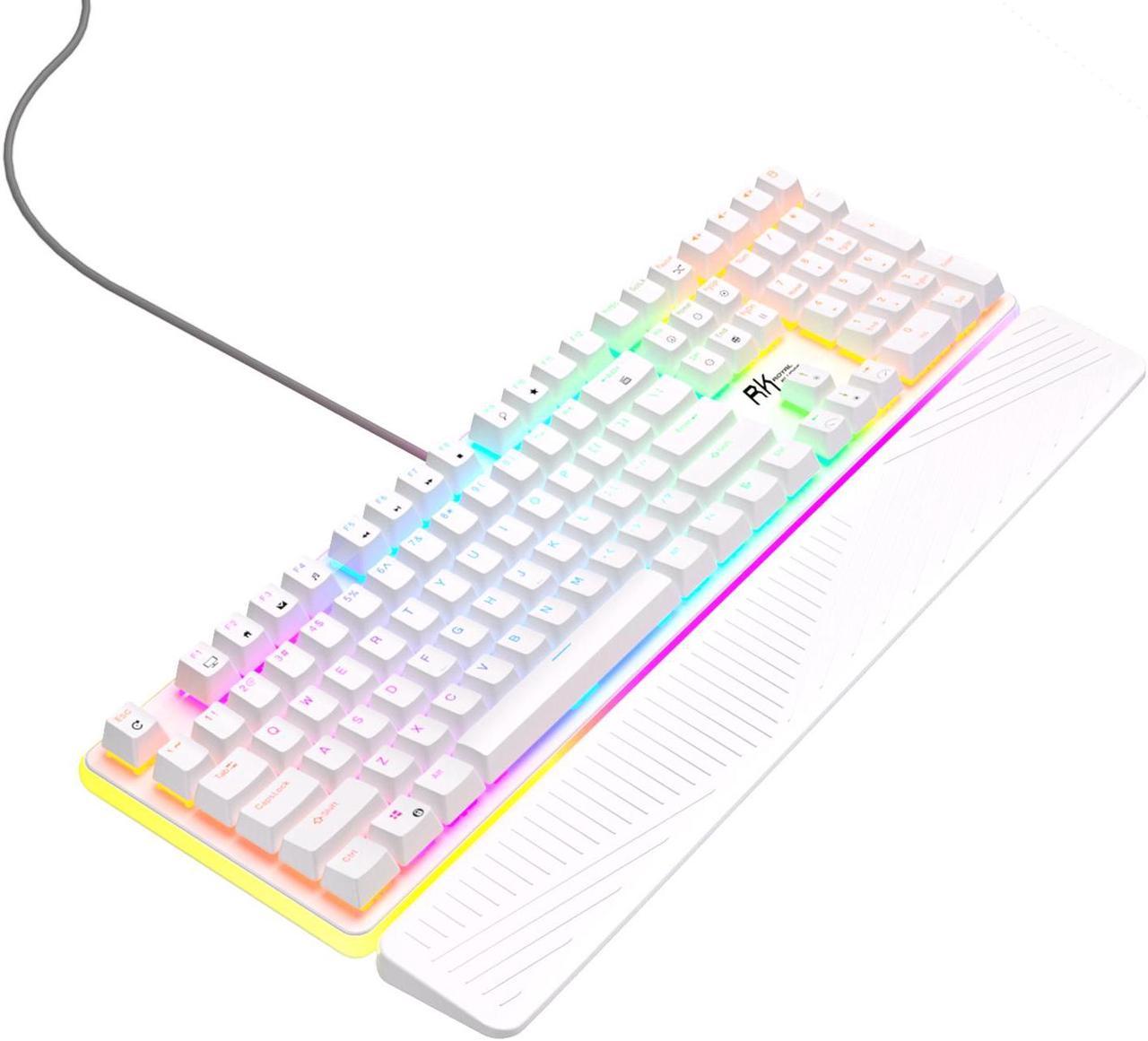 RK ROYAL KLUDGE RK918 Wired Mechanical Keyboard 108 Keys 100% RGB Backlit Gaming Keyboard with Large LED Sorrounding Side Lamp and Palm Rest Red Switch white