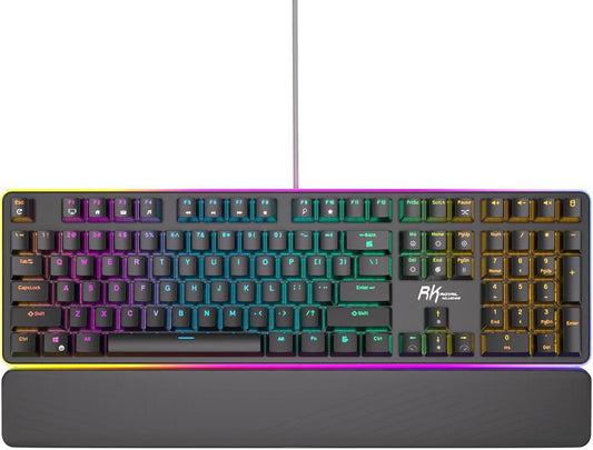 RK ROYAL KLUDGE RK918 Wired Mechanical Keyboard 108 Keys 100% RGB Backlit Gaming Keyboard with Large LED Sorrounding Side Lamp and Palm Rest Red Switch Black