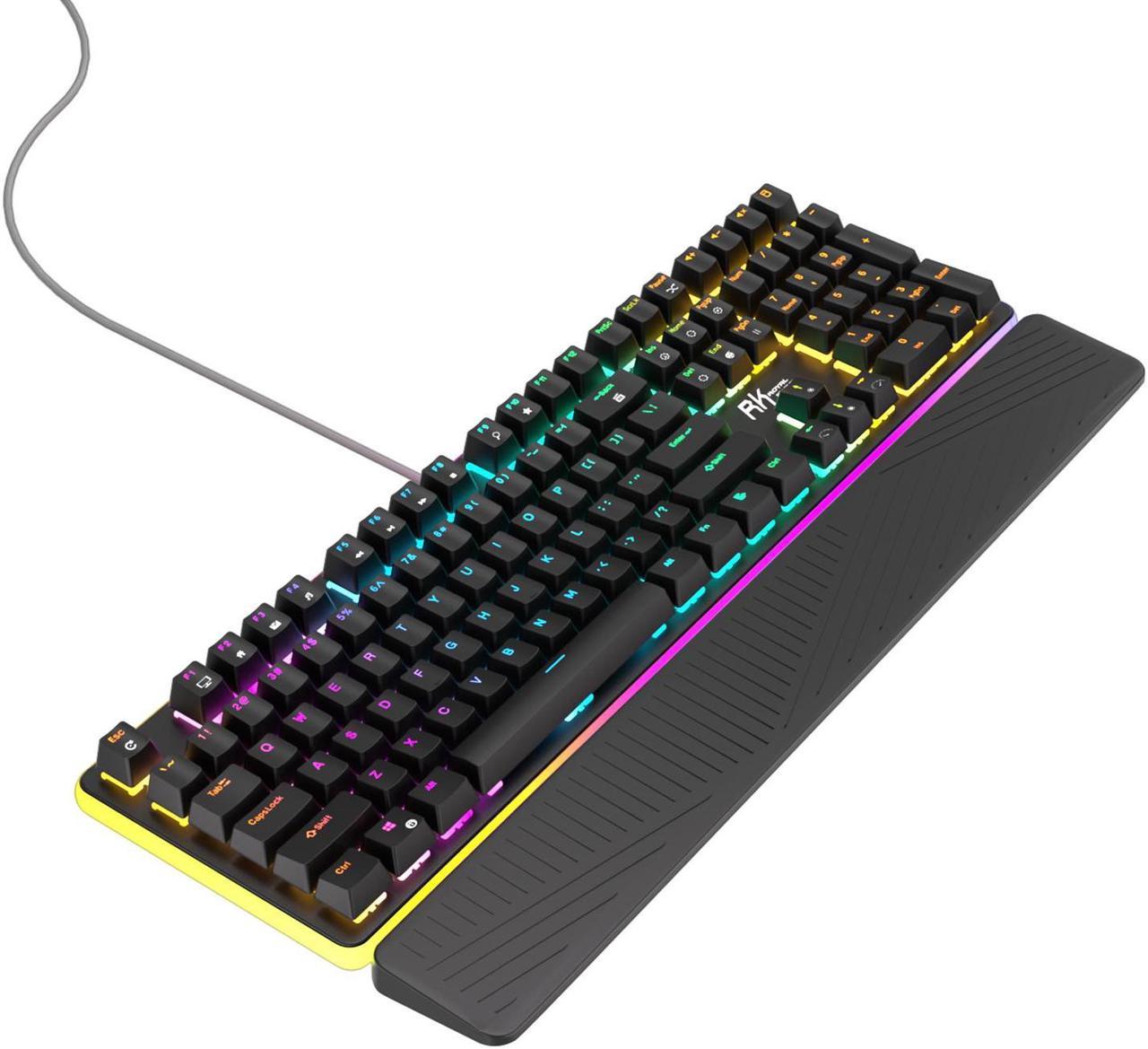 RK ROYAL KLUDGE RK918 Wired Mechanical Keyboard 108 Keys 100% RGB Backlit Gaming Keyboard with Large LED Sorrounding Side Lamp and Palm Rest Red Switch Black