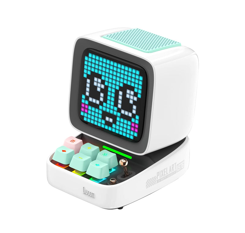DIVOOM DITOO-PRO RETRO PIXEL ART GAMING PORTABLE BLUETOOTH SPEAKER WITH APP CONTROLLED 16X16 LED FRONT PANEL, ALSO A SMART ALARM (WHITE)