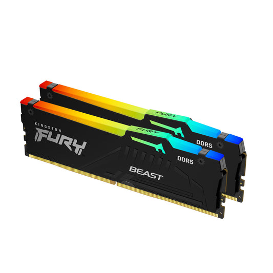Kingston FURY Beast RGB 32GB (16GB x2) CL30-36-36 1.4V, DDR5 6000MT/s Memory DIMM - Black | KF560C30BBAK2-32