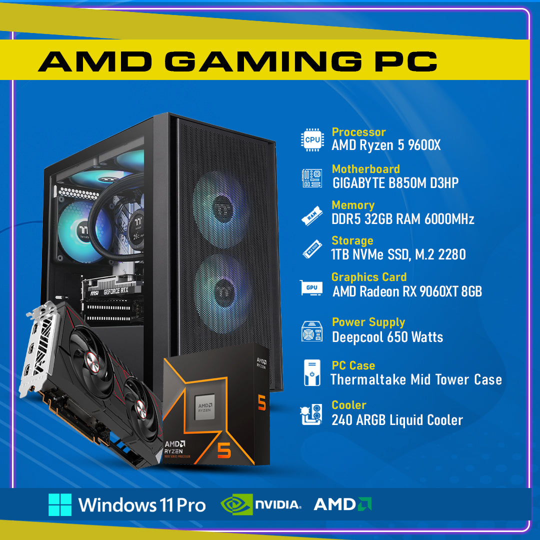 Ready To Build RX 9060XT 8GB, AMD Ryzen 9000 Series,GC-P267