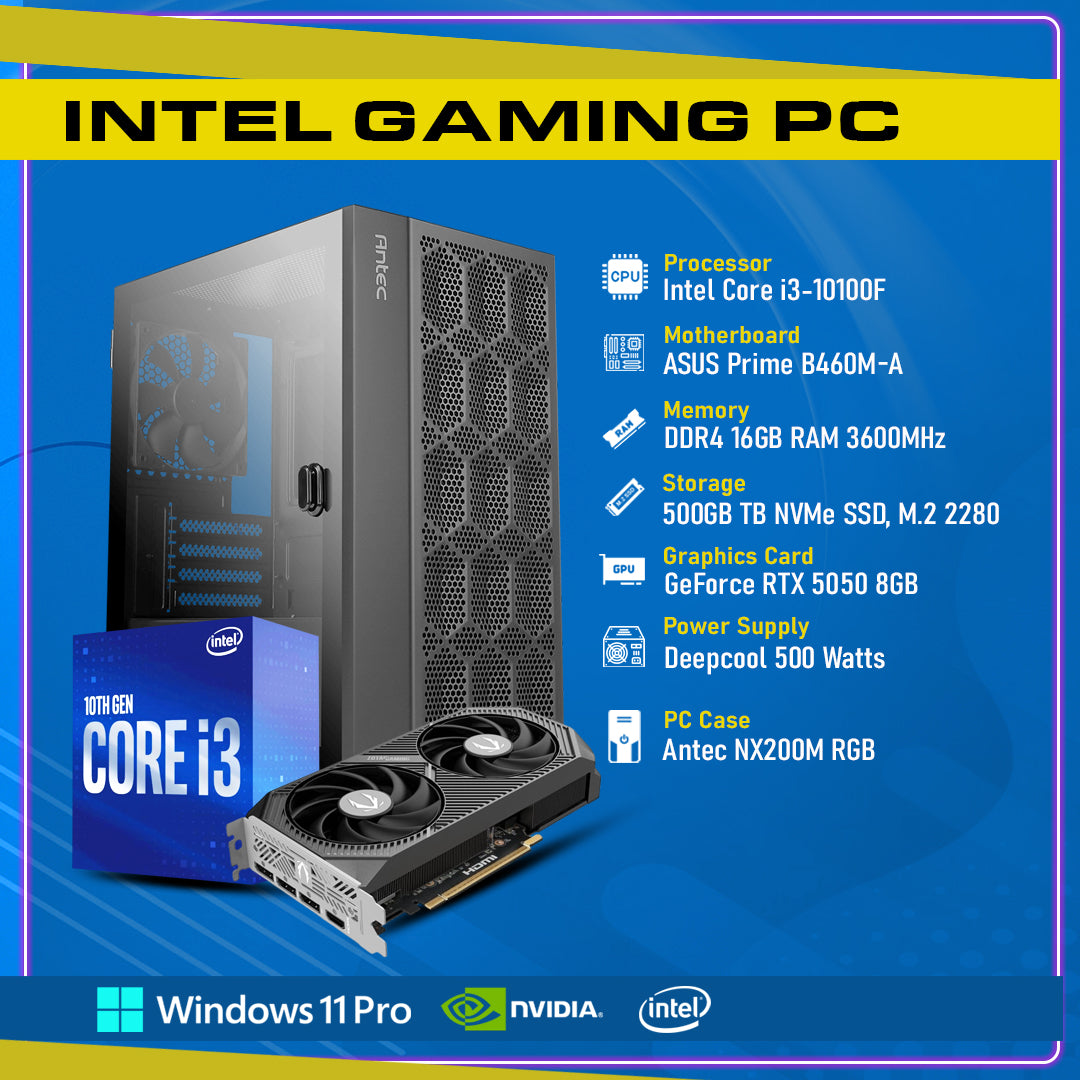 Budget Gaming PC Nvidia RTX 5050 8GB, intel Core i3-10th Gen, GC-P272
