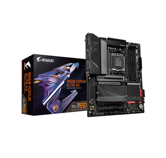 GIGABYTE B650 AORUS ELITE AX AM5 LGA 1718 AMD B650 ATX MOTHERBOARD DDR5, M.2, PCIE 5.0, USB 3.2 GEN2X2 TYPE-C, WIFI 6E, 2.5GBE LAN, Q-FLASH PLUS, EZ-LATCH