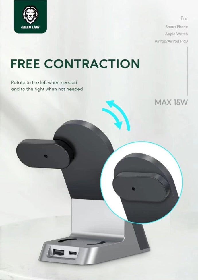 Green Lion 6 in 1 Wireless Charger 15W Material ABS + PC Universal, GN61N1WFCBK