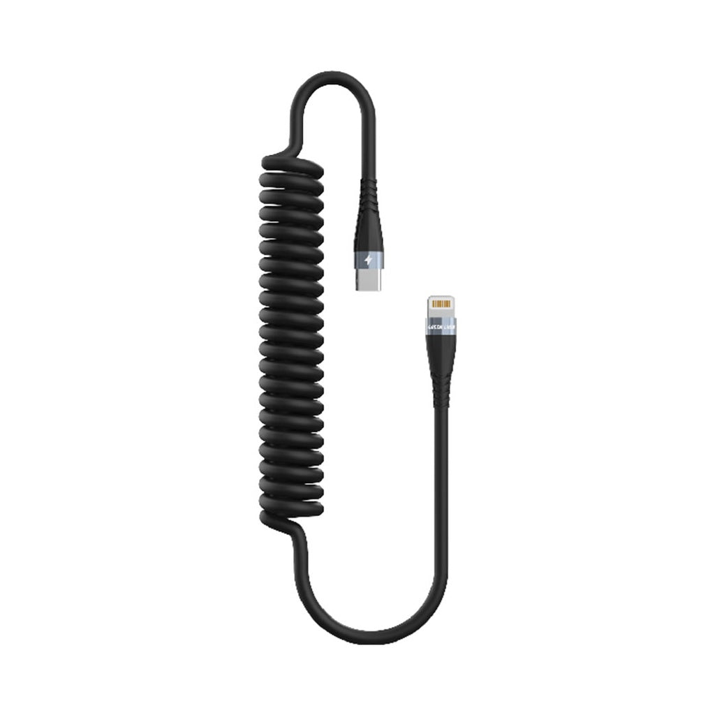 Green Lion PD27 TPU Spring Cable USB-C to Lightning Cable 1.8 Meter - Black