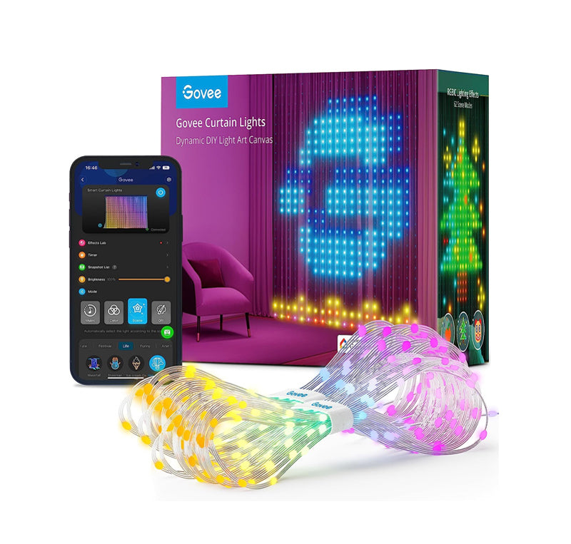 GOVEE CURTAIN LIGHTS, SMART WIFI LED CURTAIN LIGHTS OUTDOOR, 520 RGBIC LEDS - H70B1