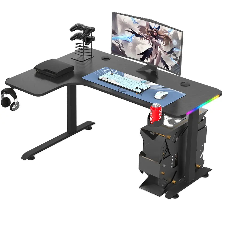 Gaming Desk L-shape Corner Gaming Desk Gamer Computer Gaming Table With RGB - Games Corner