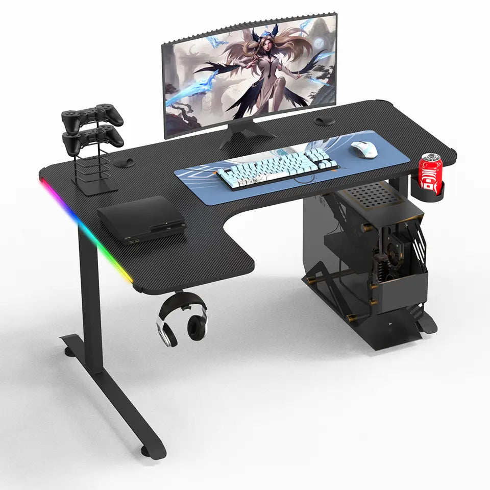 Gaming Desk L-shape Corner Gaming Desk Gamer Computer Gaming Table With RGB - Games Corner