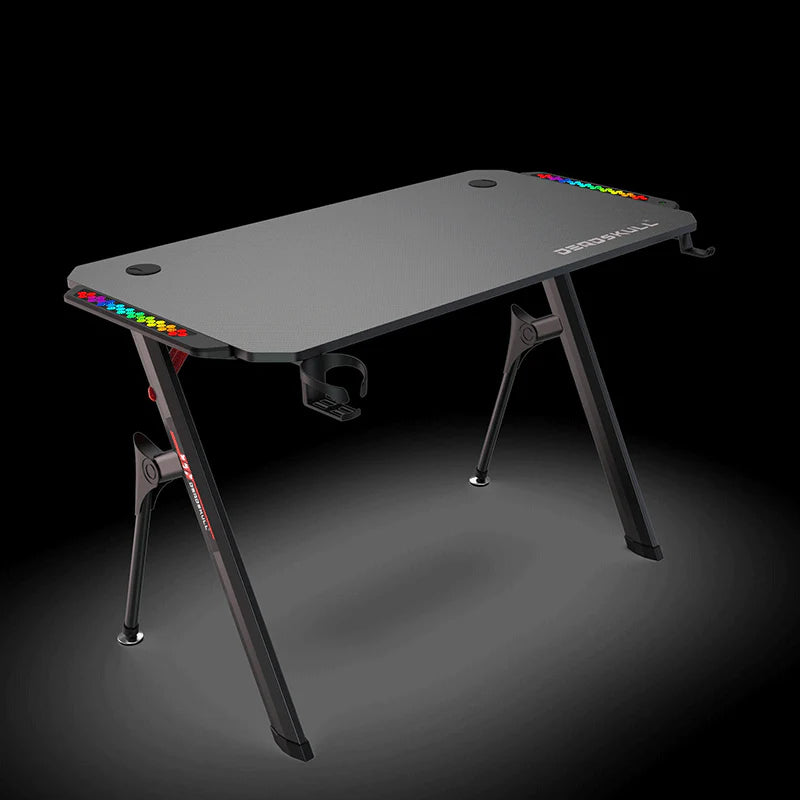 DEADSKULL Gaming Desk with Multiple Led Lights, Computer Gamer Table Workstation for Home or Office,