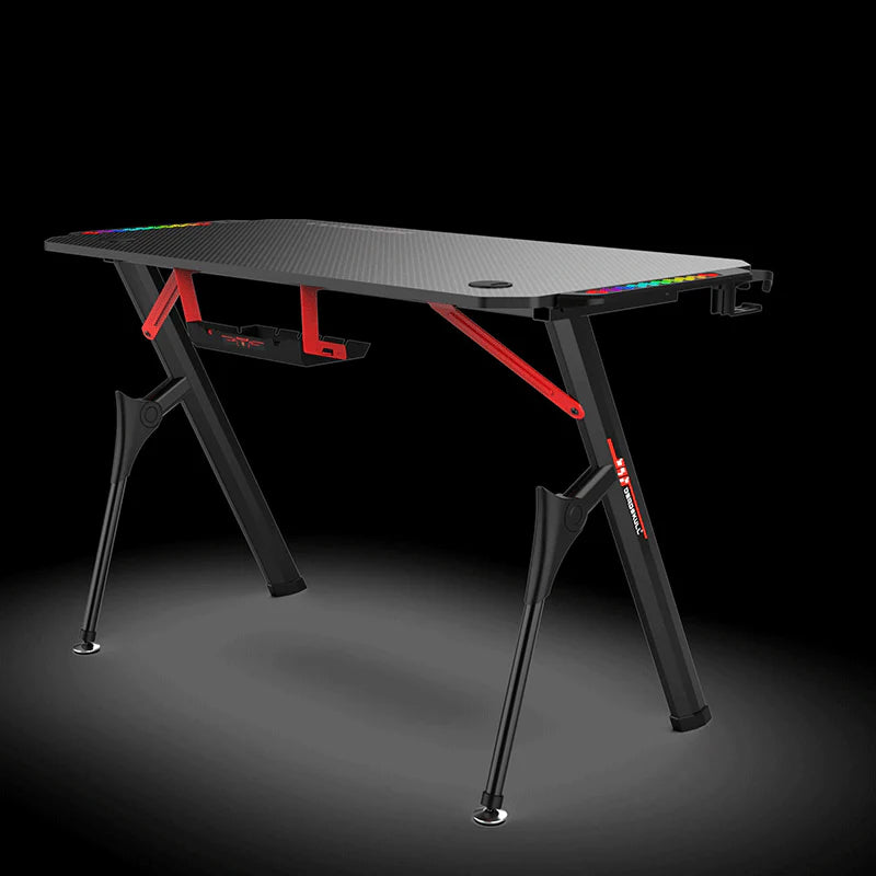 DEADSKULL Gaming Desk with Multiple Led Lights, Computer Gamer Table Workstation for Home or Office,