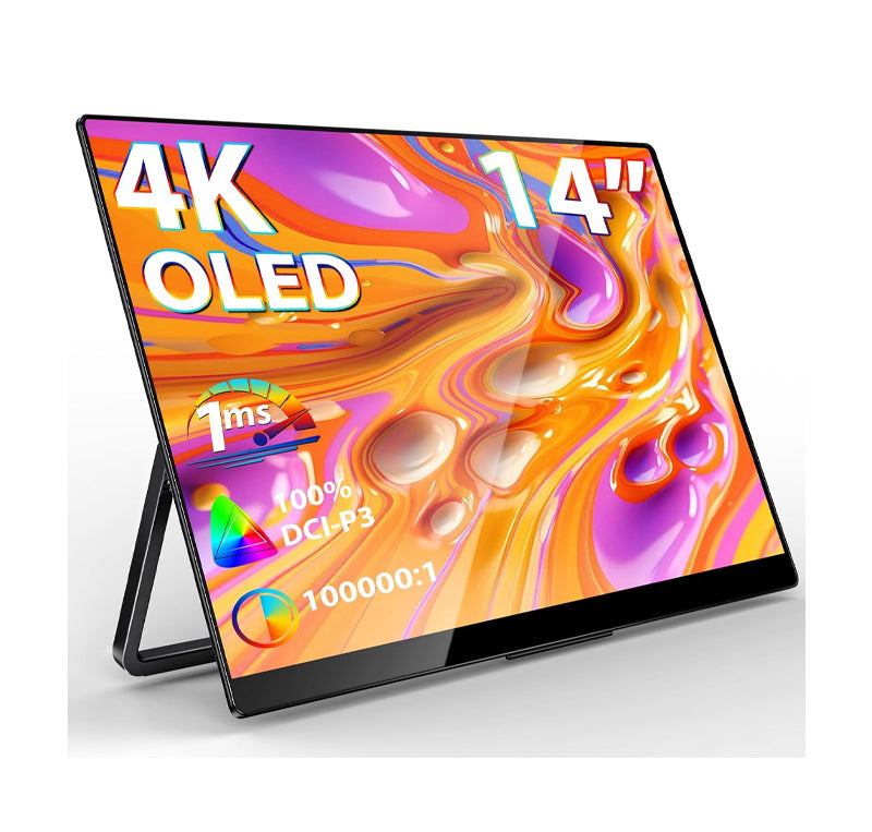 InnoView 4K OLED Portable Monitor, 14 Inch UHD OLED Monitor for Laptop, 100% DCI-P3, 1MS with Speaker and Stand, USB-C HDMI High-end Screen for Laptop PC MAC Phone PS4 Xbox Switch - INVPM208 - Games Corner