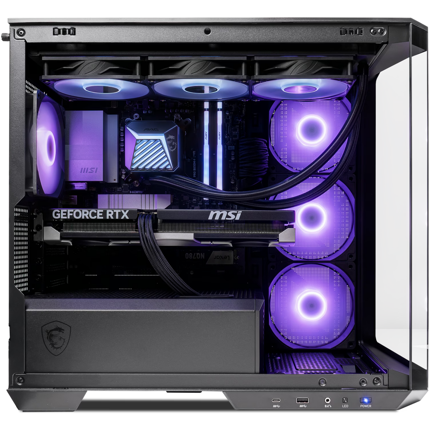 MSI Powered Gaming PC, Ryzen 7 9850X3D, RTX 5070 Ti 16GB, 32GB DDR5, 2TB Gen5 SSD, MAG Pano 100R PZ Black