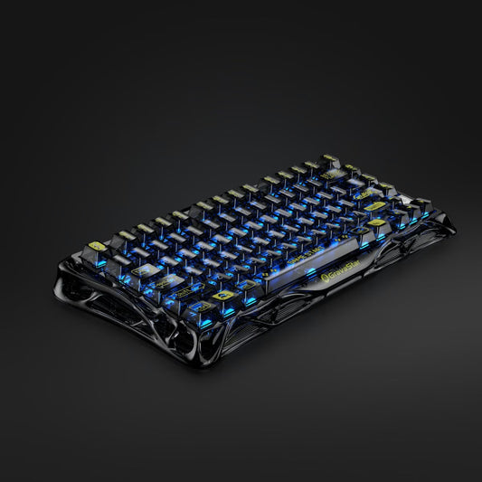 GravaStar Mercury K1 Lite Mechanical Gaming Keyboard, 75% Gasket Hot Swappable Custom Keyboard, Pre-lubed Linear Switches Mechanical Keyboard, RGB Backlit Wireless Keyboard - Transparent Black | GS K1 LITE_XTAL_BLK