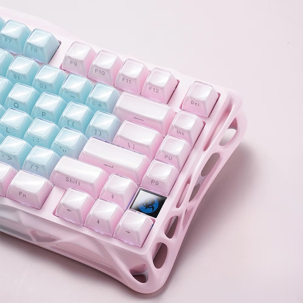 GravaStar K1 Lite 75% Wireless Mechanical Gaming Keyboard – Aurora Mist, Tri-Mode Connectivity, Hot-Swappable, RGB, Aurora Mist | K1 Lite