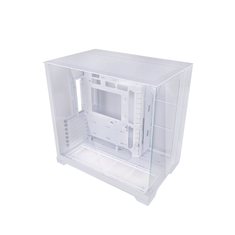 Lian Li O11 Vision Compact Tower Computer Case, Up to 360mm Radiator & 9x 120mm Fan Support, 1x 4mm & 1x 3mm Tempered Glass Panels, Steel & Aluminum Materials,White