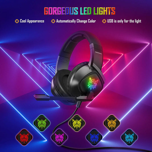 ONIKUMA K19 Professional Gaming Headphone with RGB LED Backlight-Black Games Corner