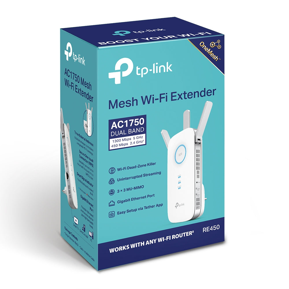 TP-Link AC1750 WiFi Extender RE450, PCMag Editor's Choice, Up to 1750Mbps, Dual Band WiFi Repeater, Internet Booster, Extend WiFi Range