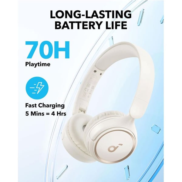 Anker Soundcore H30i Wireless On Ear Headphone White, A3012H21