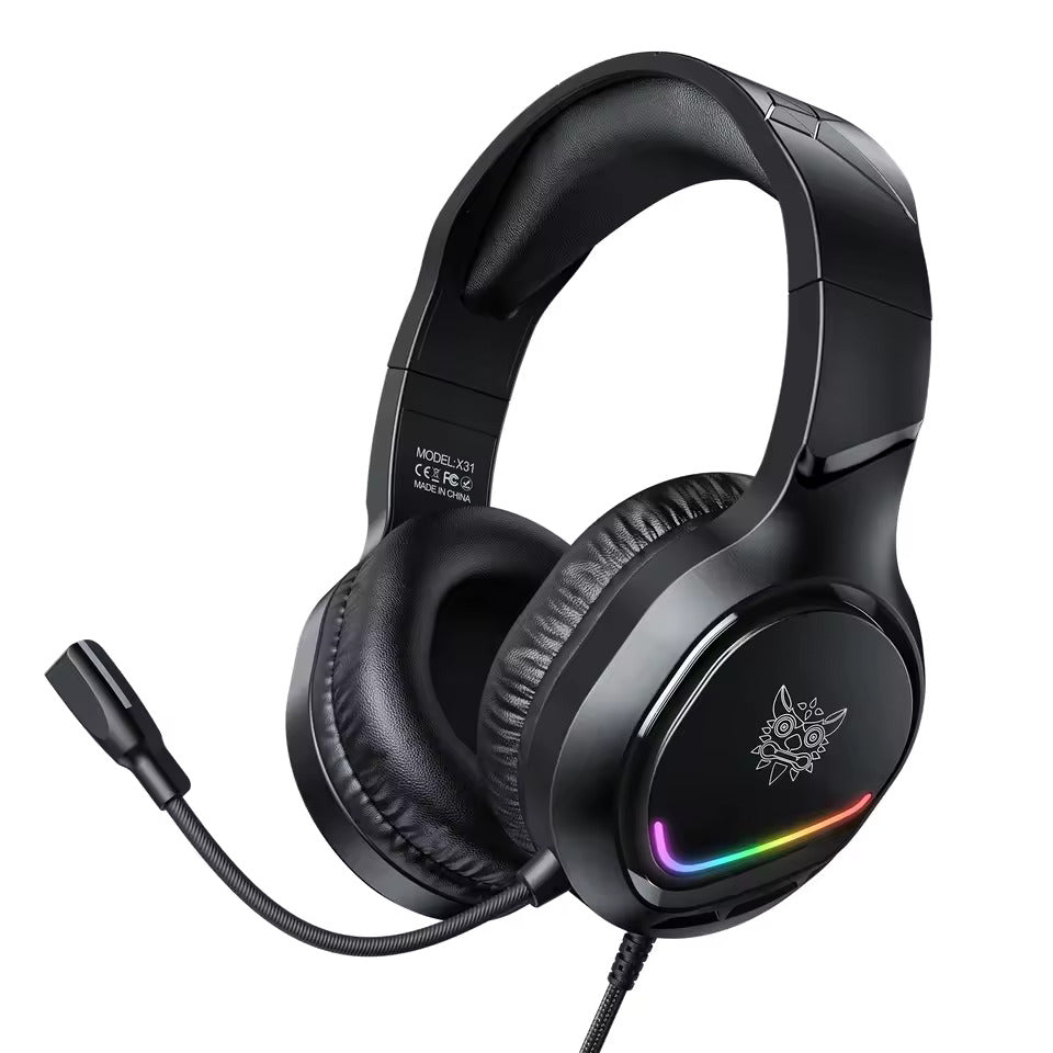 ONIKUMA X31 Wired Headphone with RGB Colorful Lighting Surround Sound Over-Ear Wired Headset Gamer for PC Gaming Xbox.
