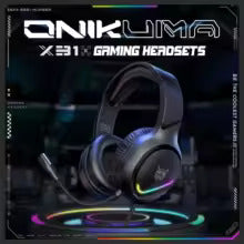ONIKUMA X31 Wired Headphone with RGB Colorful Lighting Surround Sound Over-Ear Wired Headset Gamer for PC Gaming Xbox.