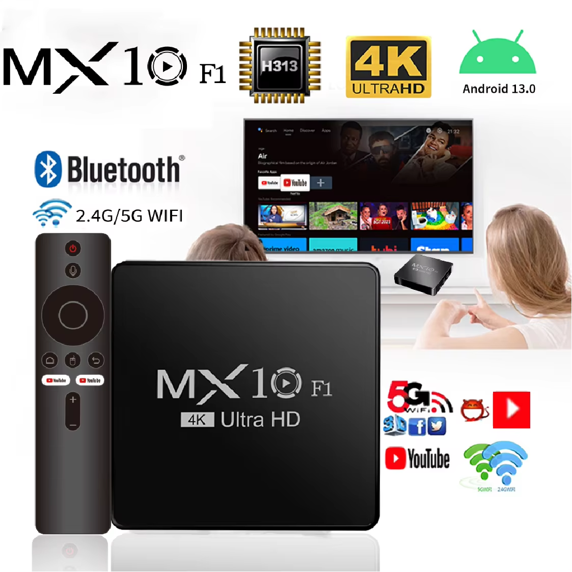 Smart TV Box Android 13 MX10 F1