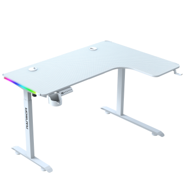 RANSOR SPACE-L Pro RGB Height Adjustable Desk - White - RNSR-GD-SPLPRO-WHT