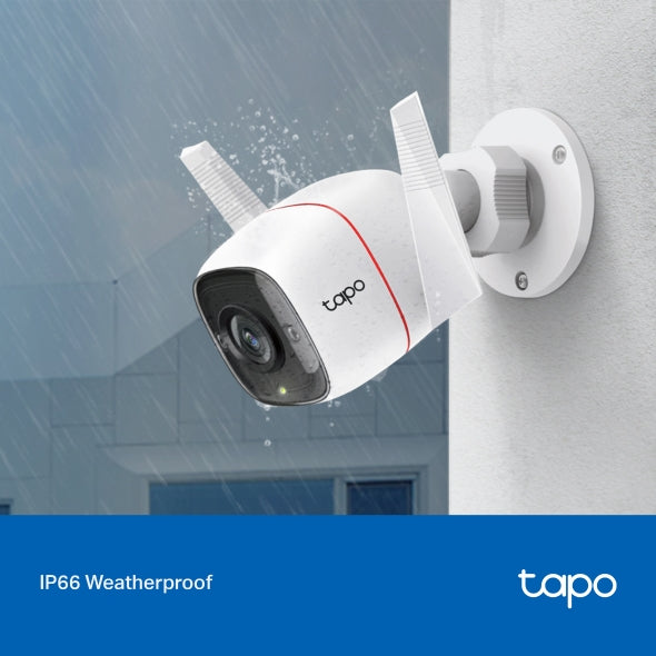 TP-Link Tapo C310 V2 Outdoor Security Wi-Fi Camera – 3MP 2K QHD, 2304×1296 Resolution, Night Vision, Motion Detection, Two-Way Audio, Built-In Siren, IP66 Weatherproof