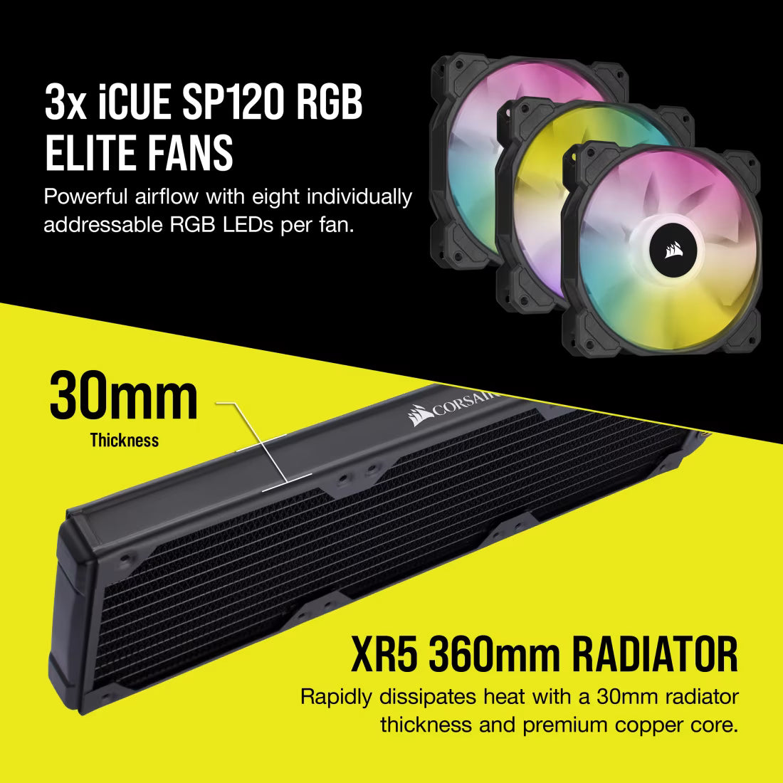 Corsair Hydro X Series xh303i Hardline Water Cooling Kit With,Incl XC7 CPU Water Block, XR5 360MM Radiator, XD3 Pumb Res and Icue SP120 Rgb Pro Fans