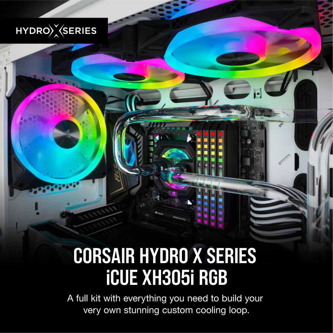Corsair Hydro X Series xh305i Hardline Water Cooling Kit With/Incl XC7 CPU Water Block, XR5 360MM Radiator, XD5 Pump Res and Icue QL120 Rgb Fans