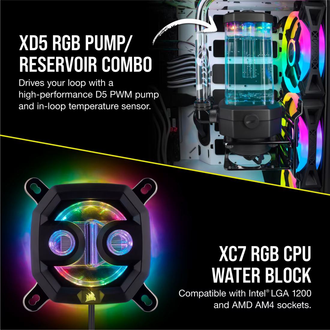 Corsair Hydro X Series xh305i Hardline Water Cooling Kit With/Incl XC7 CPU Water Block, XR5 360MM Radiator, XD5 Pump Res and Icue QL120 Rgb Fans