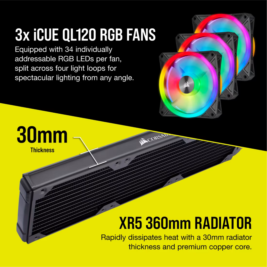 Corsair Hydro X Series xh305i Hardline Water Cooling Kit With/Incl XC7 CPU Water Block, XR5 360MM Radiator, XD5 Pump Res and Icue QL120 Rgb Fans