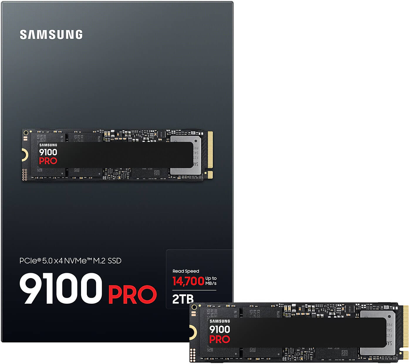 Samsung 9100 PRO 2TB PCIe 5.0 NVMe M.2 SSD PCIe 5.0x4 M.2 2280, Seq. Read Speeds Up to 14,800MB/s, Best for AI Computing, Gaming, and Heavy Duty Workstations (MZ VAP2T0B/AM)