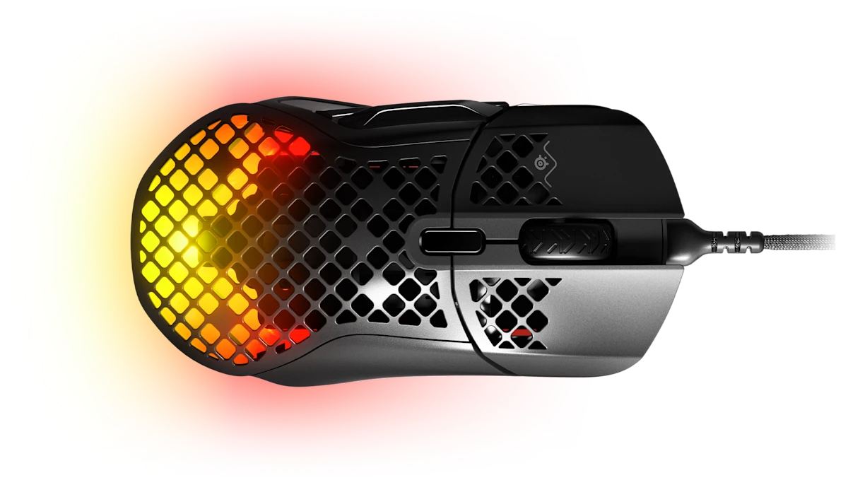 SteelSeries Aerox 5 Ultra Lightweight Honeycomb Water Resistant Wired RGB Optical Gaming Mouse With 9 Programmable Buttons - Wired - Black