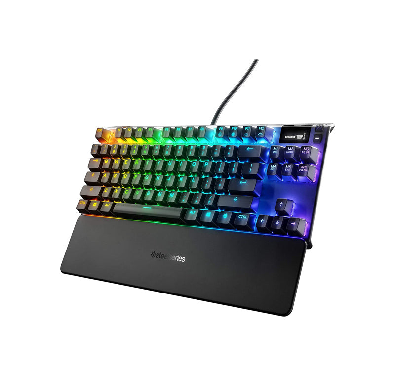 SteelSeries Apex 7 TKL Compact Mechanical Gaming Keyboard – OLED Smart Display – USB Passthrough and Media Controls – Linear and Quiet – RGB Backlit (Red Switch)