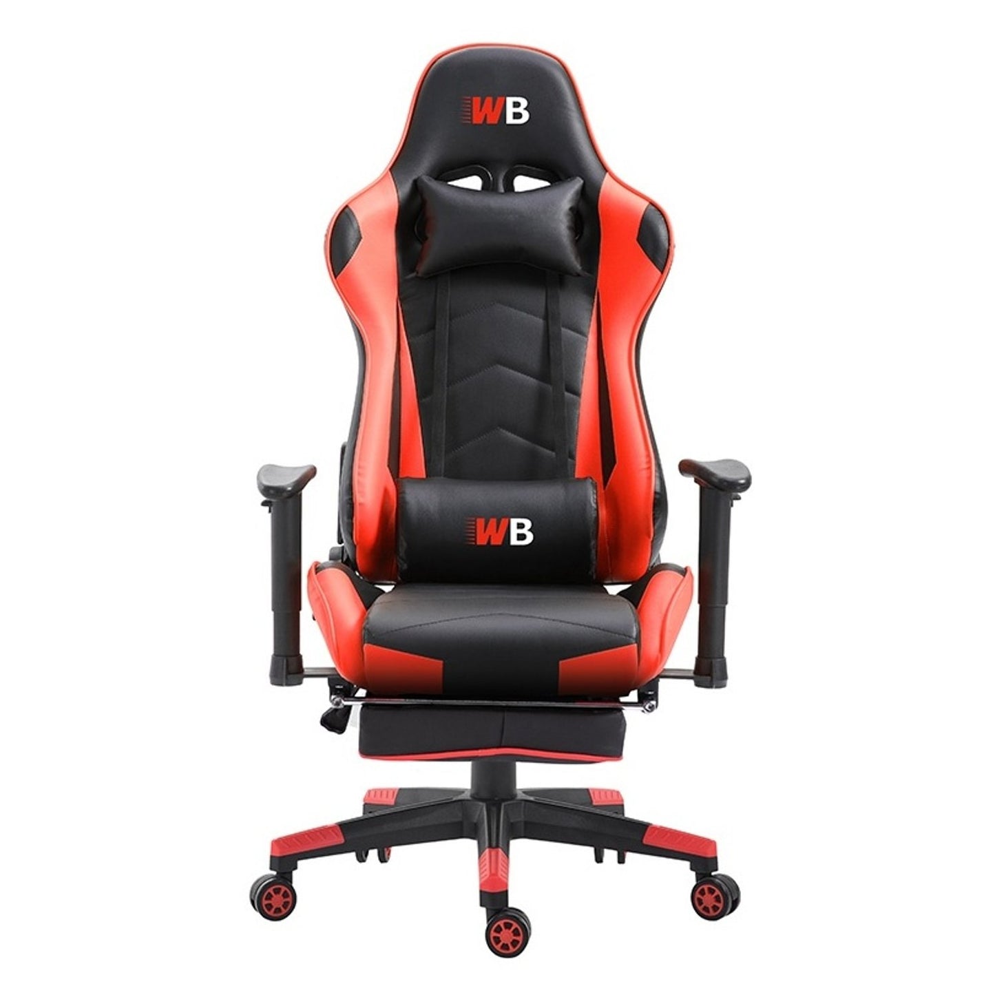 WB Gaming Chair Faux Leather With foot Rest, Red/Black