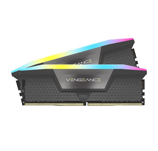 CORSAIR VENGEANCE RGB DDR5 RAM 64GB (2X32GB) 6000MHZ CL40 AMD EXPO ICUE COMPATIBLE COMPUTER MEMORY - GRAY (CMH64GX5M2B6000Z40)