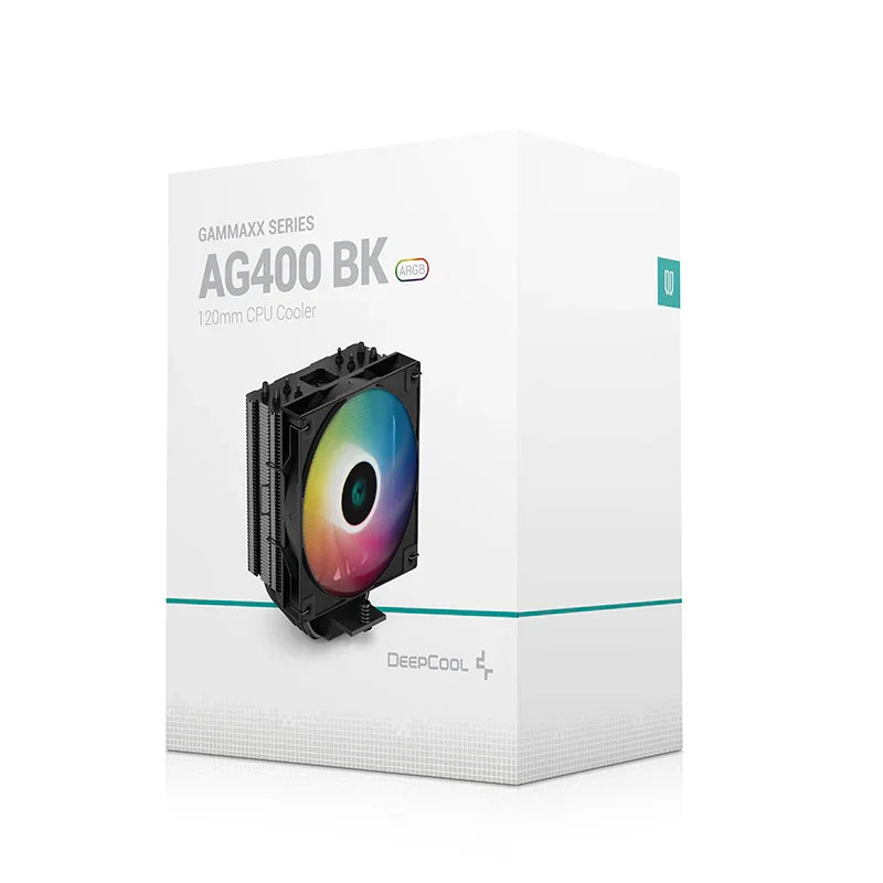 DeepCool AG400 BK ARGB Single Tower 120mm CPU Cooler, 2000 RPM Fan Speed, 75.89 CFM Airflow, ARGB LED, 3.36W Power,31.6 dBA Fan Noise, LGA1700,1200,AM5,AM4 Black