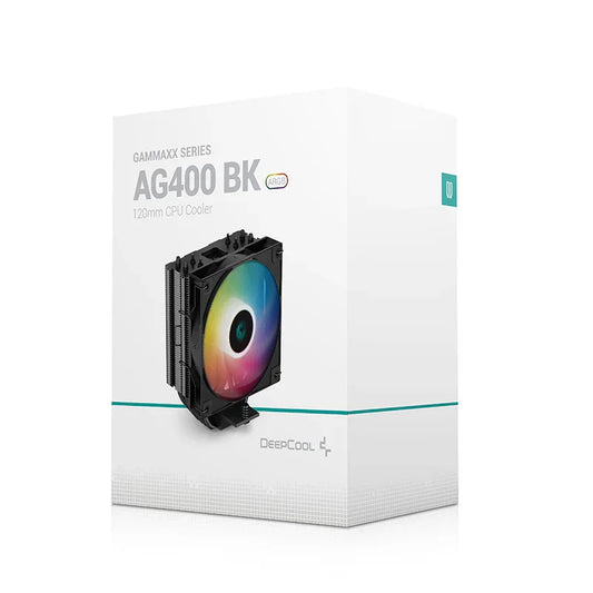 DeepCool AG400 BK ARGB Single Tower 120mm CPU Cooler, 2000 RPM Fan Speed, 75.89 CFM Airflow, ARGB LED, 3.36W Power,31.6 dBA Fan Noise, LGA1700,1200,AM5,AM4 Black