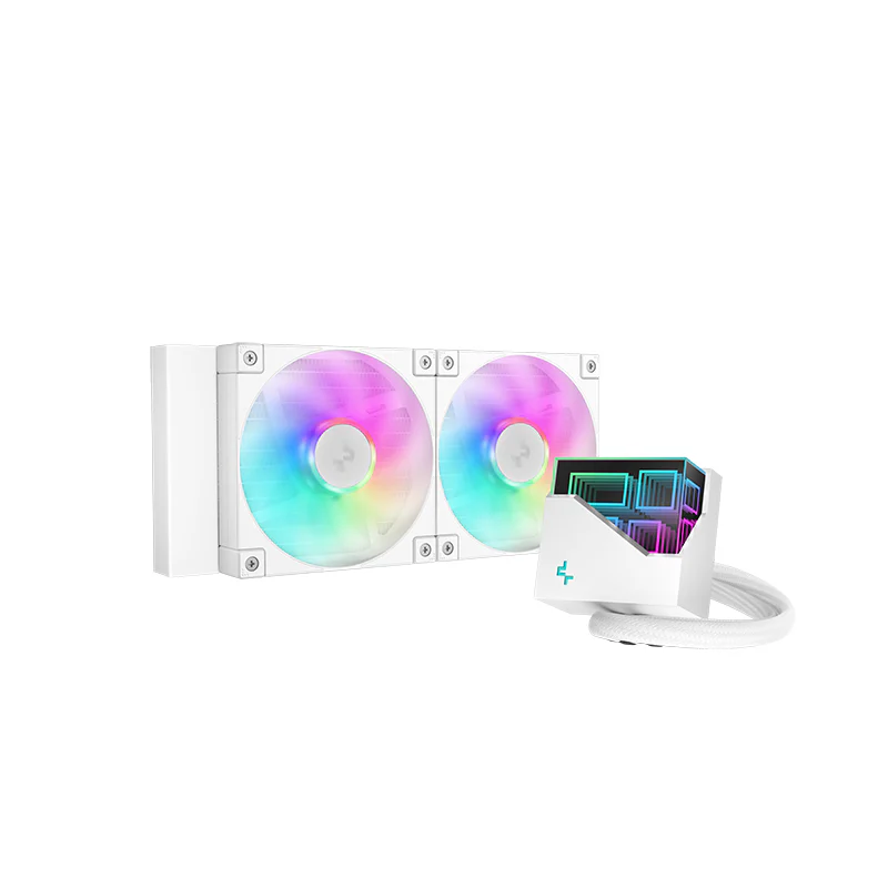 DeepCool LT240 ARGB 240mm Liquid CPU Cooler, 3400 RPM±10% Pump Speed, Addressable RGB LED, Hydro Bearing, White | R-LT240-WHAMNC-G-1